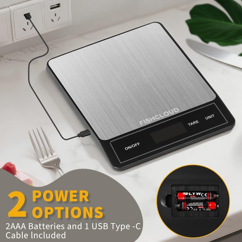 Food Scale - Rechargeable Digital Kitchen Scale 33lb, 1g/0.05oz Precision,