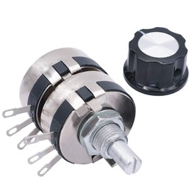 TWTADE /WTH118-2W 1K ohm Dual Gang Potentiometer Carbon Linear Variable Turn Rotary Potentiometer + A03 knob