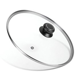 12 Inch Tempered Glass Lid for Frying Pan & Skillet - Premium Heat-Resistant Cover with Stainless Steel Rim, Compatible with Lodge Cast Iron Pans