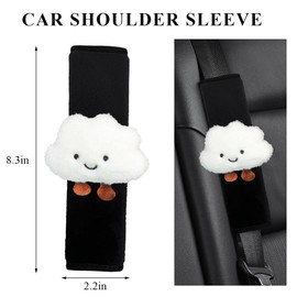 SHMZK 4 PCS Cartoon Smile Cloud Car Seat Belt Covers, Soft Seat Belt Shoulder Pad with Comfort Plush, Safety Strap Pads Neck Shoulder Protector for Auto Safety, Car Accessories (White)