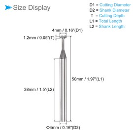 CoCud T Slot End Mill, 4 Flutes 0.16" Dia 0.05" Cutting Depth, Solid Carbide CNC Straight Milling Cutter - (Applications: for Steel and Copper Milling)