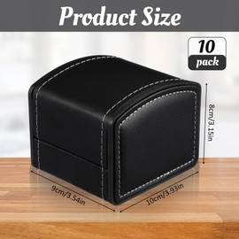 Tondiamo 10 Pack Single Watch Case PU Leather Watch Travel Case with Pillow Cushion Black Wristwatch Display Holder Organizer for Women and Men