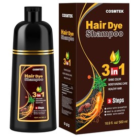 Haarfarbe Dunkelbraun Haarfärbeshampoo für Graues Haar, Sofort Haarfarben für Männer und Frauen, Natürlich und Langanhaltend Farbshampoo, Hair Dye Shampoo 3 in 1, Hair Color, 500ml
