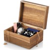 DRASTAR Keepsake Box, Acacia Wood Memory Box with Hinged Lids,