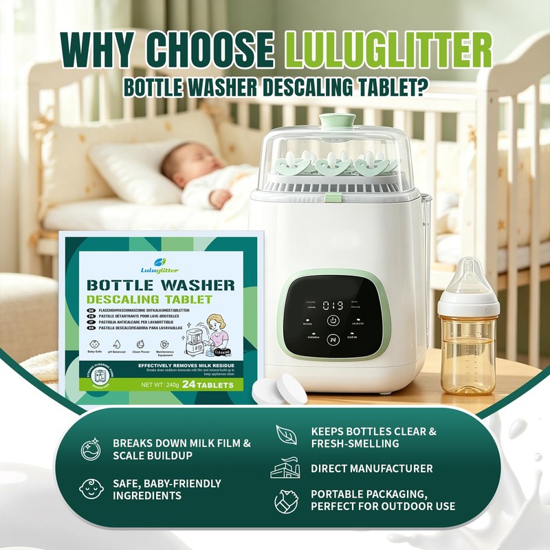 LULUGLITTER Baby Bottle Washer Descaling Tablet Remove Limescale 24 Count