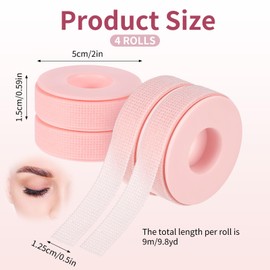 PE Lash Tapes Lash 4 Rolls Tape for Eyelash Extensions Adhesive Micropore Breathable Pink Eyelashs Extension Tapes Eyelash Transplantation Eyelashs Technology Multi-functional Tape - 9 Meter/10 Yard