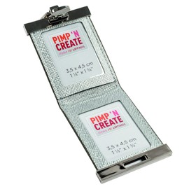 walther design Keyring Silver 3.5 x 4.5 cm Faux Leather Hinged for 2 Photos 3.5 x 4.5 cm AND CREATE MR-188