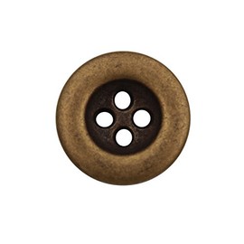 Simple Brass Antique Bronze 4 Hole Basic Buttons Metal Buttons Metal Jeans Buttons Made in Germany Pack of 6 (20 mm)