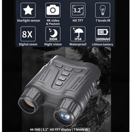 Eoncore Night Vision Goggles - 4K Night Vision Binoculars for Adults, 3.2'' Large Screen Rechargeable Binoculars Playback Photo and Video with 32GB Memory Card 984feet/300m