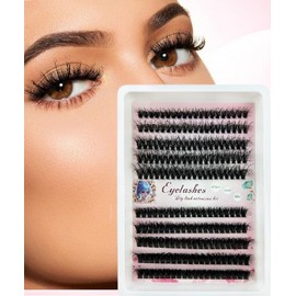 Cluster Lashes 200pcs DIY Eyelash Extension D Curl Long Individual Lashes Mixed Tray Faux Mink Lash Clusters Extensions