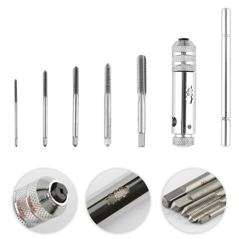 Thyonta 6 Pcs T-Handle Adjustable Ratchet Taps Wrench Set Manual