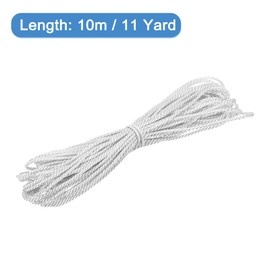 QUARKZMAN Twisted Cord Trim, 11 Yard 1 mm 3-Ply Braided Rope Shiny Thread Cord for Crafts Gift Bag Curtain Christmas Decoration, White - 10 m