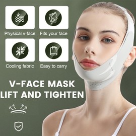 LOMSUXA V Gesichtsmasken,Wiederverwendbare V-Linienmask,Gesichts-Schlankheitsgurt für Doppelkinn und schlaffe Gesichtshaut,Grün