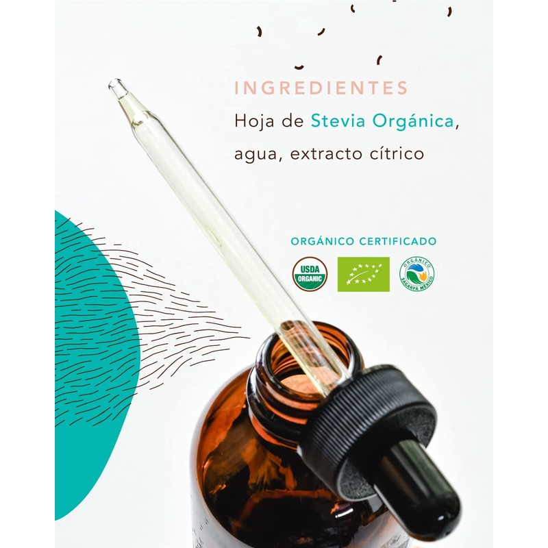 Stevia Orgánica Líquida, 120 ml, Rinde 700 tazas, Mayan Sweet