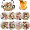 Horse Diamond Art Coaster Set, 8 Pieces with Holder and