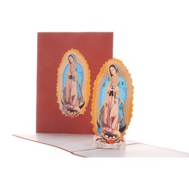 iGifts And Cards Our Lady Virgen de Guadalupe (Brown Cover) 3D Pop Up Greeting Card - Mother Mary, Holy, Miracle, Half-Fold, Religious, Thinking of You, Ordination, Spiritual, Christmas