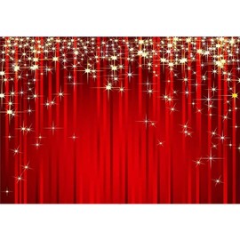 8x6ft Gold Starry Red Photography Backdrop Glitter Golden Star Christmas Backdrops for Wedding Birthday Party Banner Floor Play Show Children Portrait Photo Studio Wall Decorations