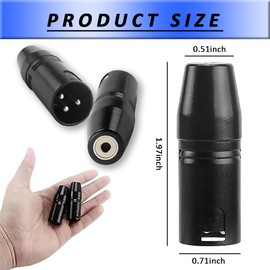 3 Pin XLR Male to 3.5mm TRS Jack Female XLR to 3.5mm Microphone Adapter (2 Pcs), Audio Converter for Camcorders, Recorders, Mixers (Black) (2)