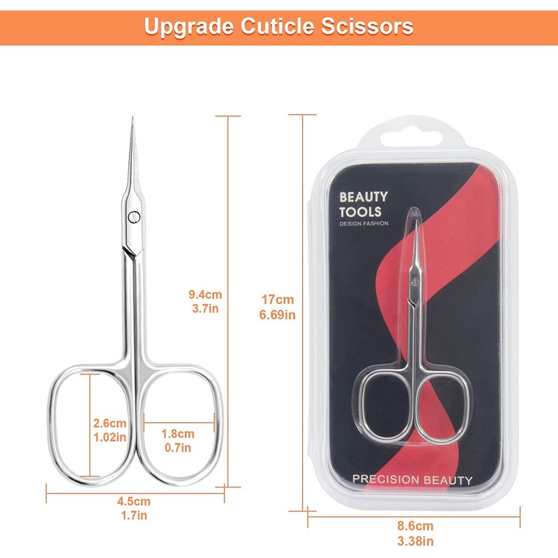 CGBE Professional Curved Tip Cuticle Scissors Stainless Steel Silver