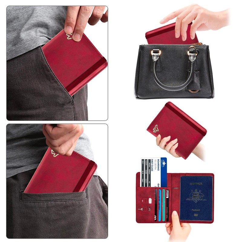 WALNEW Passport Holder Cover Wallet, RFID Blocking Leather Travel Document