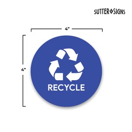 Sutter Signs 4" Recycle Stickers for Trash Can 3pcs | Weatherproof Indoor Outdoor Waste Management Decal Label Signs for Garbage Cans, Yard Waste, and Recycling Bins