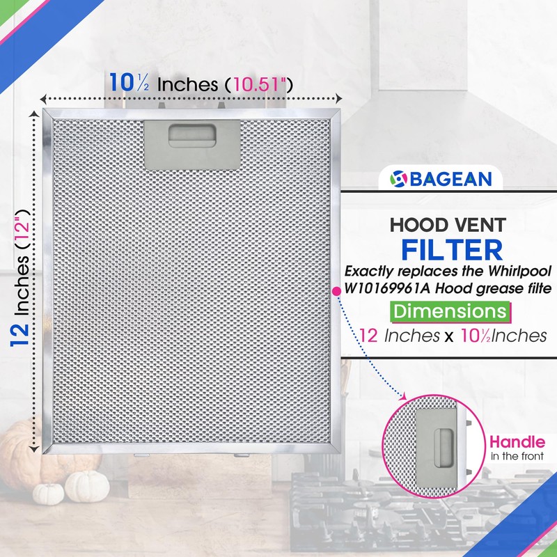 Bagean Range Hood Filter Replacement 12" x 10.5" W10169961A Compatible