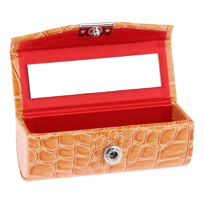 Estuche De Lápiz Labial Individual De Pu Marrón Anaranjado