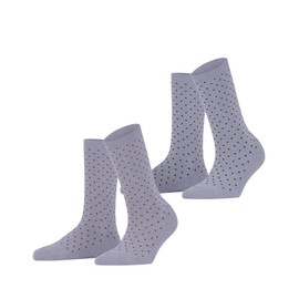 ESPRIT Women's Fine Dot 2-Pack Socks Sustainable Organic Cotton Reinforced Women's Socks Skin Friendly Durable Dotted Everyday Multipack 2 Pairs, Blue Fog 6850