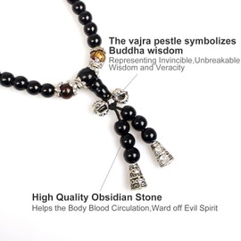 PWMENLK 6mm 108 Mala Beads Bracelet Meditation Necklace Obsidian Beaded Prayer Buddhist Necklace for Healing Stone Agate Tiger Eye Jewelry for Men and Women(tiger eye)