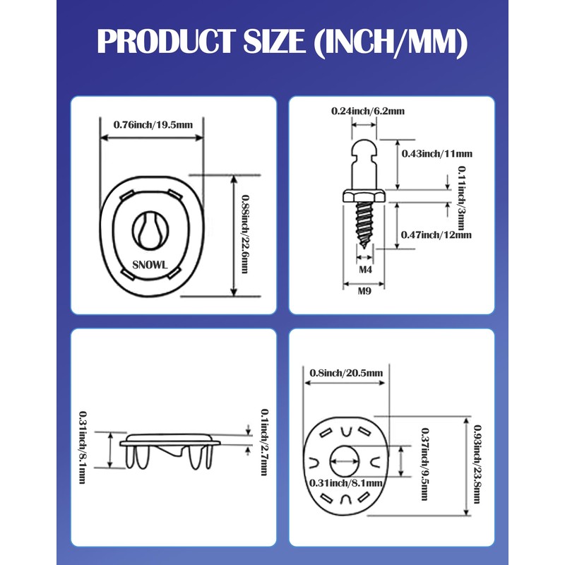 Nerites Boat 1/2" Lift Dot Fasteners Marine Tarp Canvas Lift