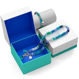 SKLife style design Handmade Boho Natural Stone Turquoise Blue Green Pendant Necklace Bracelet Set, Natural stone, Aquamarine Agate Amethyst