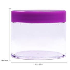 Beauticom® 2 oz. (60g /60ML) (Quantity: 6 Packs) Thick Wall Round Leak Proof Clear Acrylic Jars with PURPLE Lids for Beauty, Cream, Cosmetics, Salves, Scrubs