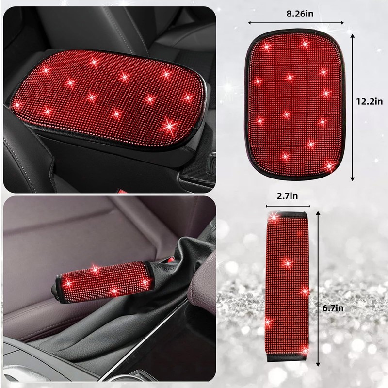 NBTEPEM 30 Pcs Red Bling Car Accessories Set for Women,