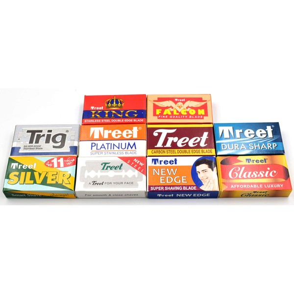 100 Quality Double Edge Razor Blades Sampler by Treet (10 different brands)