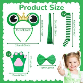 Jokureao 6PCS Frog Costume Set-Frog Ears Headband Bow Tie Frog Tail Princess Tutu Animal Costume, Kids Frog Cosplay with Paw Gloves Socks, Animal Costume Set for Fancy Dress Party Prop Cosplay