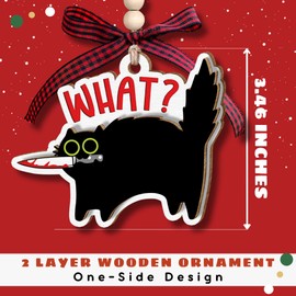 Black Cat Ornaments for Christmas Tree - Cat Ornaments for Christmas Tree, Cat Christmas Ornaments - Black Cat Christmas Ornament - Black Cat Gifts for Women - Black Cat Ornament - Wood Ornament