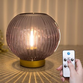 ULAROOM Battery Operated Lamp with Remote Control, Cordless Table Lamps with Timer & Replaceable LED Blub, Portable Dimmable Brightness Small Lamp for Home Decorative Corner Bedroom (Purple)