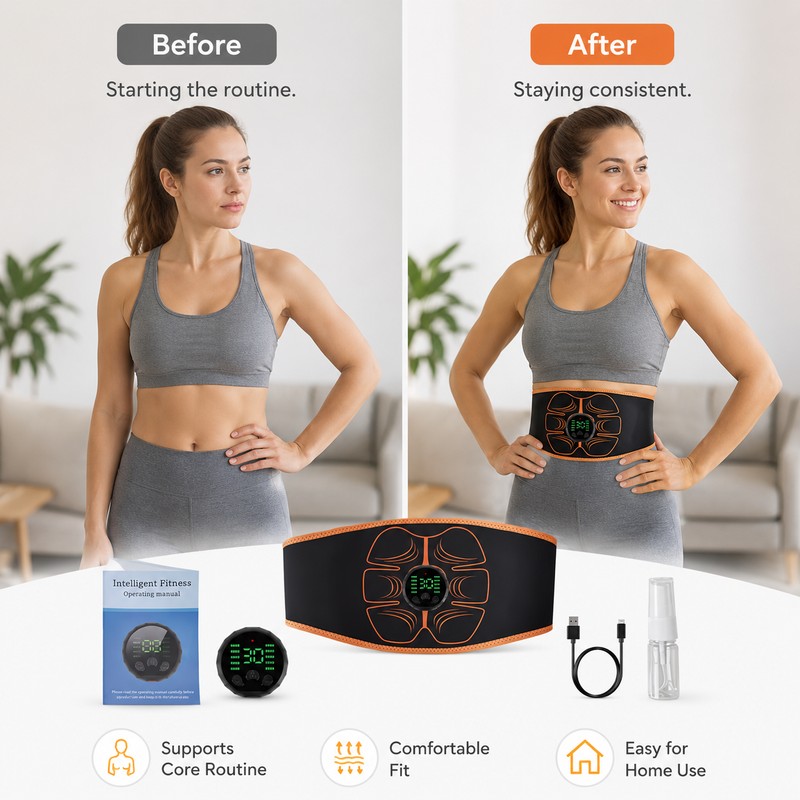 ABS Muscle Stimulator Belt for Home Fitness – USB Rechargeable