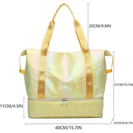 ZIOSINM Travel Bag Women's Sports Bag Travel Bag Hand Luggage, 36L Small Weekender Bag with Shoe Compartment & Wet Compartment, Swimming Bag, Training Bag, Sauna Bag, Fitness Bag, yellow, Fashion
