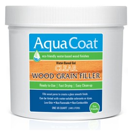 Aqua Coat Water-Based Clear Wood Grain Filler Gel, Fast-Drying, Low Odor, Low VOC, Sandable, Stainable & Paintable, Easy Water Cleanup, Glossy Finish, 32 oz
