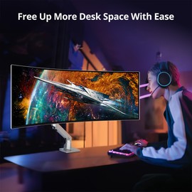 AVLT Single 34”-57” Monitor Arm Desk Mount fits One 44 lbs Heavy Duty Monitor Full Motion Height Swivel Tilt Rotation Adjustable Monitor Gray Arm VESA 200x200 200x100 100x100 75x75