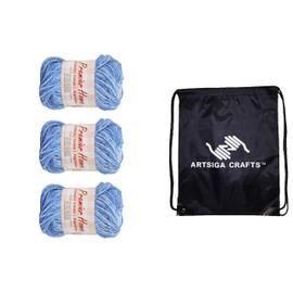 Premier Yarns Home Cotton Multi Raindrop Splash 44-37 (3-Skeins - Same Dye Lot) Worsted Medium #4 Cotton Yarn for Crocheting and Knitting - Bundle with 1 Artsiga Crafts Project Bag