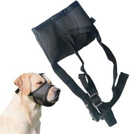 Syiyunran Muzzle for Medium Dogs - Black 6 x 24 x 48 cm, Adjustable Loop Breathable Safe Suitable for Muzzles of Medium and Large Dogs Prevents Barking Biting Chewing Mesh Poison Bait Protection Dog