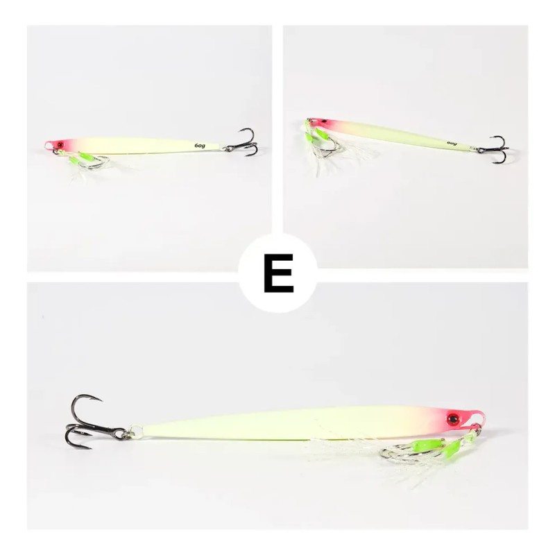 5 Pcs Jigs Luminosos 60g Señuelos Pescar Grante Lance Largo
