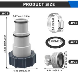 4 Pack Pool Hose Adapter, 1.5" to 1.25" Pool Hose Connector with Clamp and Washer for Intex Threaded Connection Pump Hoses Above Ground Pool Accessories