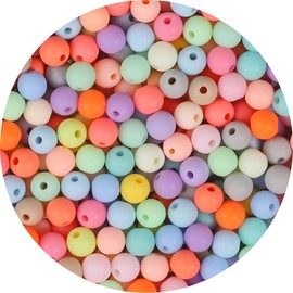 1800 Pcs Acrylic Round Beads for Bracelets 6mm Plastic Colored Beads Jewelry Making Rainbow Resin Beads for Bracelets Making Craft Supplies