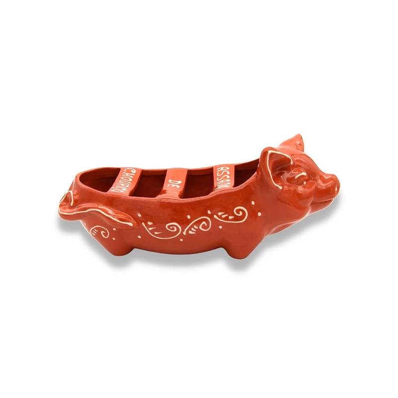Traditional Portuguese Pottery Terracotta Clay Sausage Roaster Pig Made in