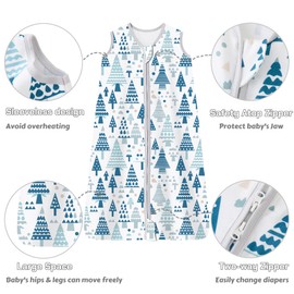 Chilsuessy Summer Sleeping Bag, 2 Pieces, Baby Sleeping Bag, Summer Sleeping Bag, 0.5 Togs, 100% Cotton Baby Sleeping Bag, Sleeveless for Newborns, Ocean + Forest, 78 cm / 6-12 Months