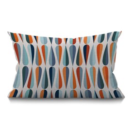 BGBDEIA Cushion Cover Mid-Century Drop Shapes in Tones Modern Retro Style Waist Lumbar Cotton Linen Pillow case Throw Pillow Cover for Sofa Home Decorative Oblong 12x20 Inches 30 x 50 cm