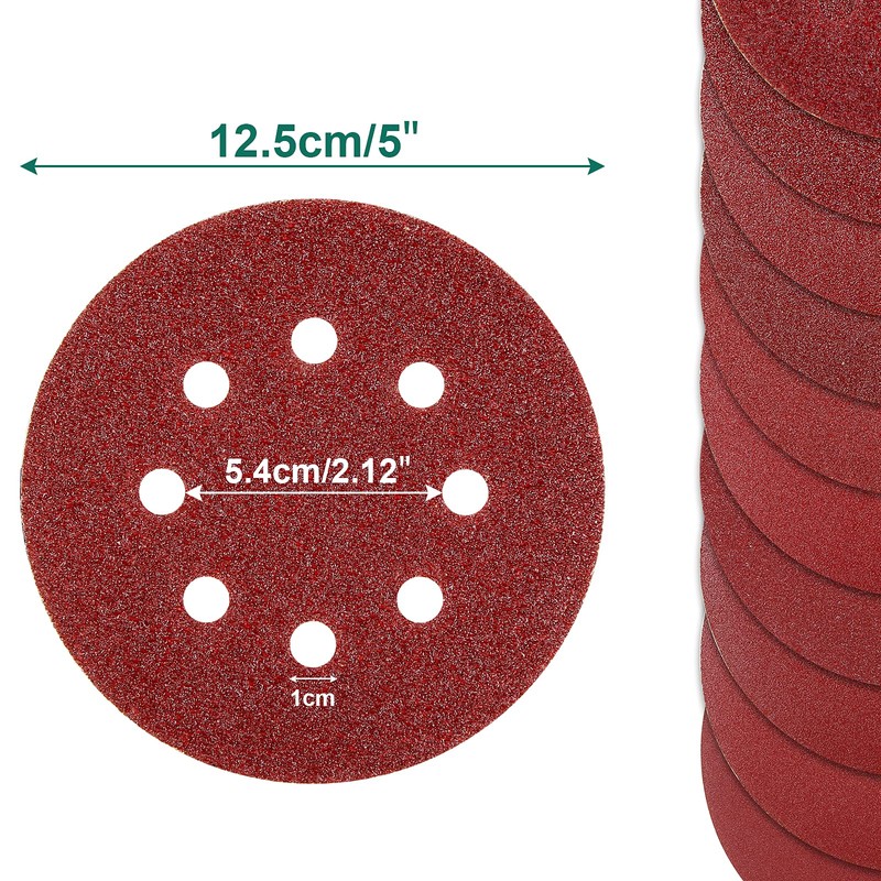 100PCS Sanding Discs, 125mm Orbital Sander Discs, 8 Holes 5